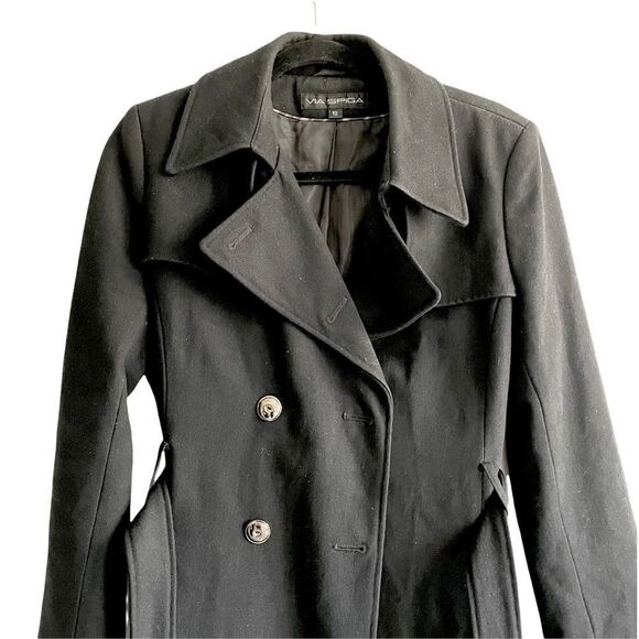 VIA SPIGA Wool Wrap Asymmetrical Winter Coat Black 12 - Picture 4 of 6